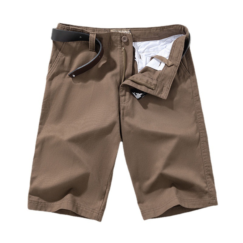 Verano 2022 pantalones cortos de los hombres de color sólido pantalones cortos casuales pantalones de playa de algodón de cuatro bolsillos entrega de una sola pieza