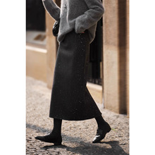 秋冬新款毛呢半身裙小香风重工闪闪亮片中长款包臀裙1026-SA