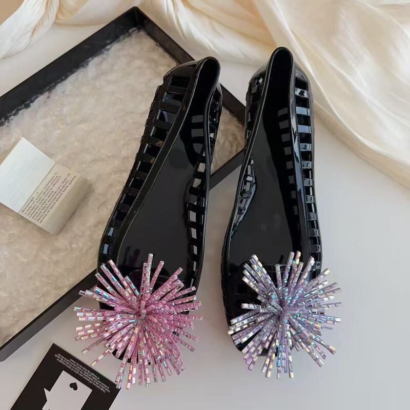 Large-Sized Laser Rhinestone Fireworks Hole Shoe Charms, High-End Accessories, Shiny and Sparkling, Detachable, Niche