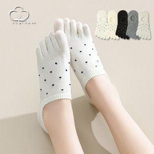 Five-Finger Socks Women's Anti-Odor Five-Toe Cotton Socks Japanese-Series Cute Dot Girl's Shallow-Mouth Boat Socks Summer Invisible Socks