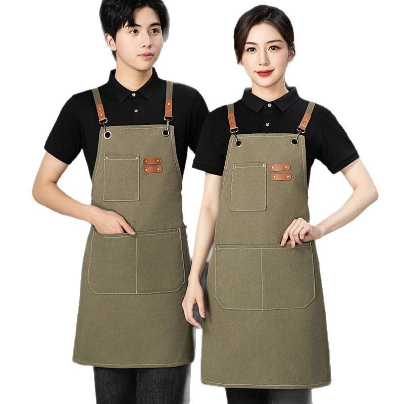 Comercio exterior engrosado lona denim delantal casero barista cocina restaurante barbero delantal de trabajo logotipo al por mayor