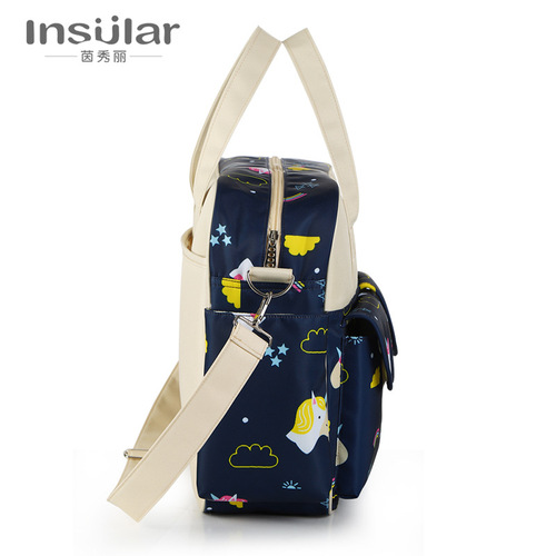 Yinxiuli Waterproof Nylon Printed Shoulder Mother Bag Crossbody Portable Mother and Baby Bag Large Capacity Mummy Bag Cross-border