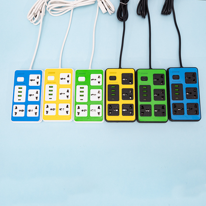 3USB + 1 Tipo-C interruptor total 4 12 jack caja negra bolsa de caja blanca estándar británico estándar europeo estándar americano