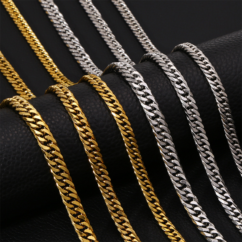 18K Real Gold Plated Plating Material 1 Piece 3mm*45cm 3mm*50cm 3mm*60cm Titanium Steel Jewelry Accessories