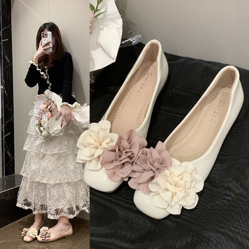 Square-toed Soft-soled Loafers For Women, 2026 Spring Autumn New Model, European And American Style, Color-blocked_vogvips.com
