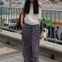 格子宽松同款低腰休闲裤
