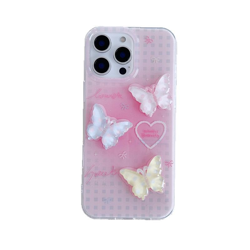 Girl ins brillo mariposa tridimensional para Apple 16pm funda para teléfono móvil iphone13/14 nuevo 15ProMax