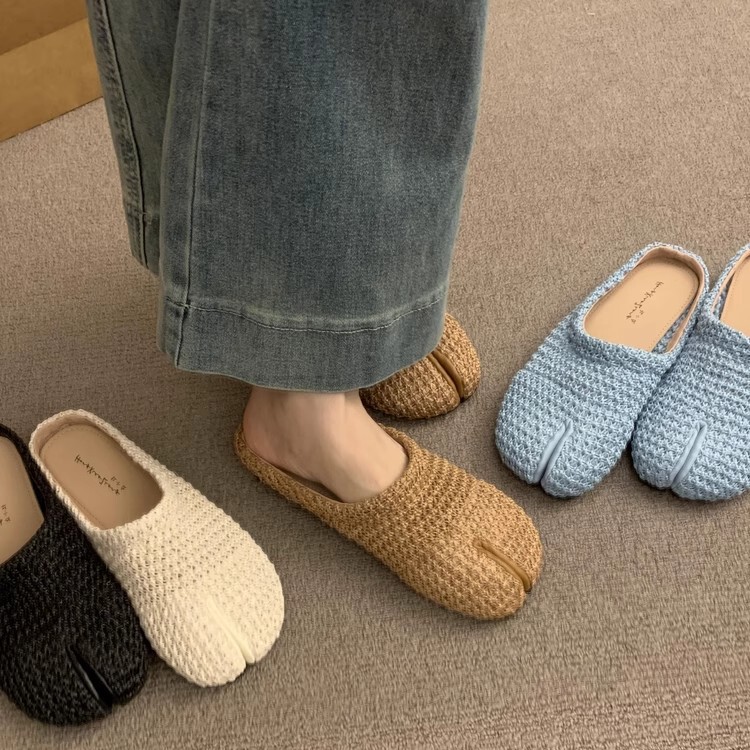女性が外で履くためのイブニングウインドスプリットトゥボヘミアンビルケンシュトックシューズ2025新しい夏のスリッポンつま先ハーフスリッポンシューズ|undefined