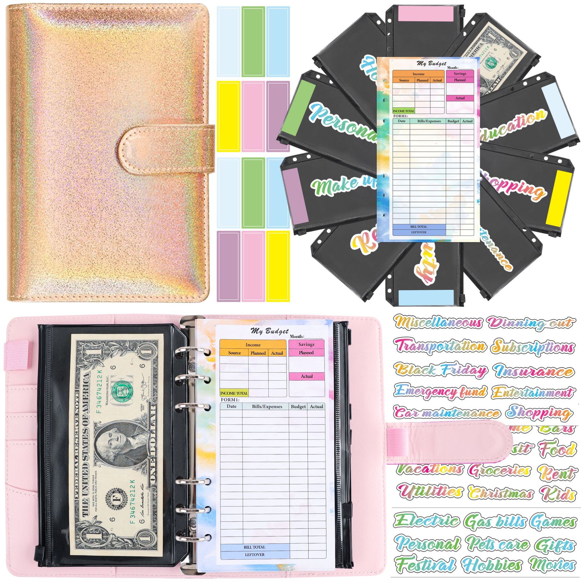 Colorful Macaron A6 Loose-leaf Notebook Budget Financial Planning Account Book display picture 1