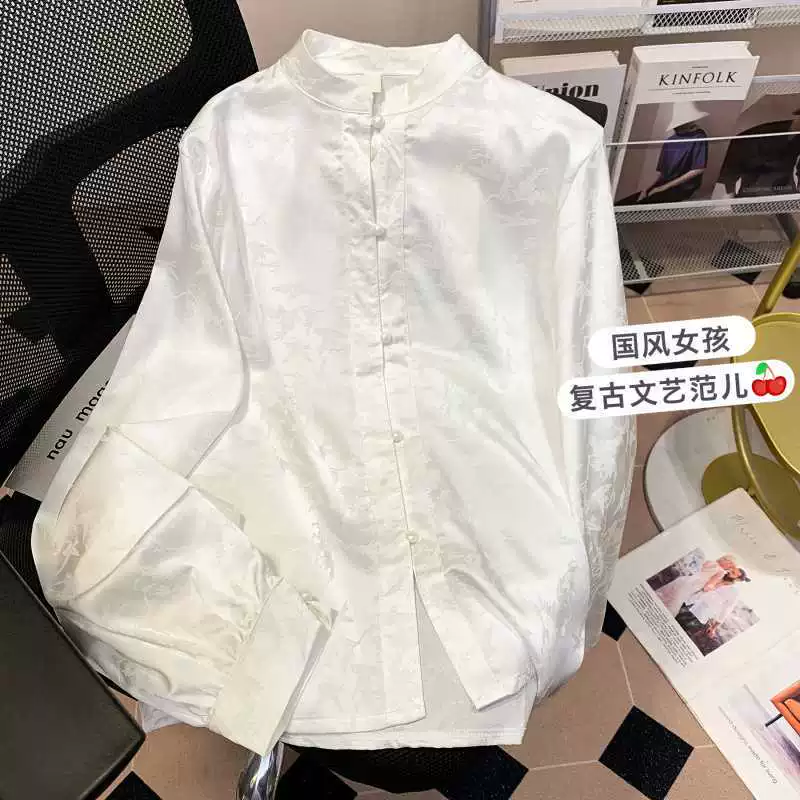 Реальный винтажный темперамент воротник с длинными рукавами