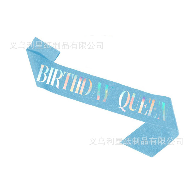 グリッターリボン ホットスタンピング BIRTHDAY GIRL QUEEN ショルダーストラップ 女の子の誕生日パーティー ショルダーストラップ エチケットストラップ|undefined
