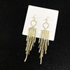 Earrings with tassels, fashionable universal chain, suitable for import, diamond encrusted