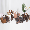 Handheld bag, purse, bucket, elite fashionable basket, 2023 collection, genuine leather