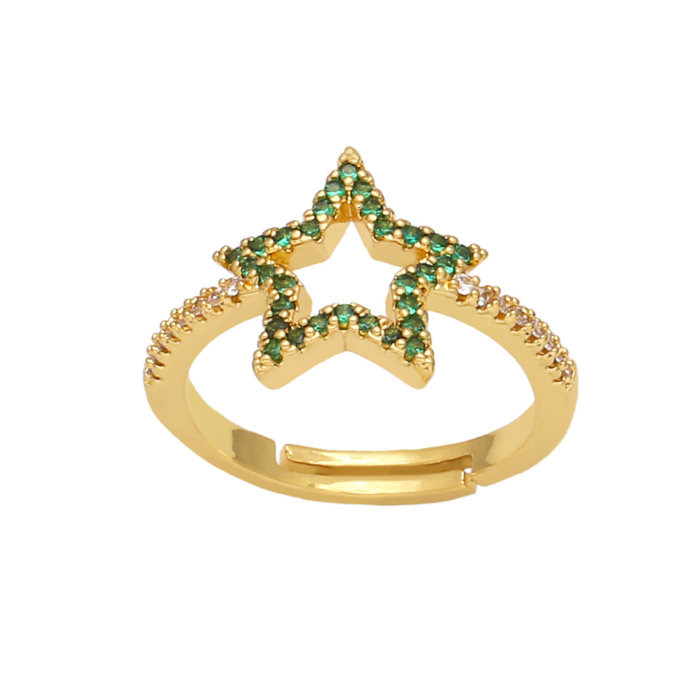 Fashion Star Copper Rings Plating Inlay Zircon Copper Rings