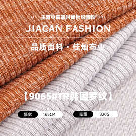 320gTR韩国罗纹布 涤纶仿棉弹力坑条针织布料 秋冬打底衫套装面料