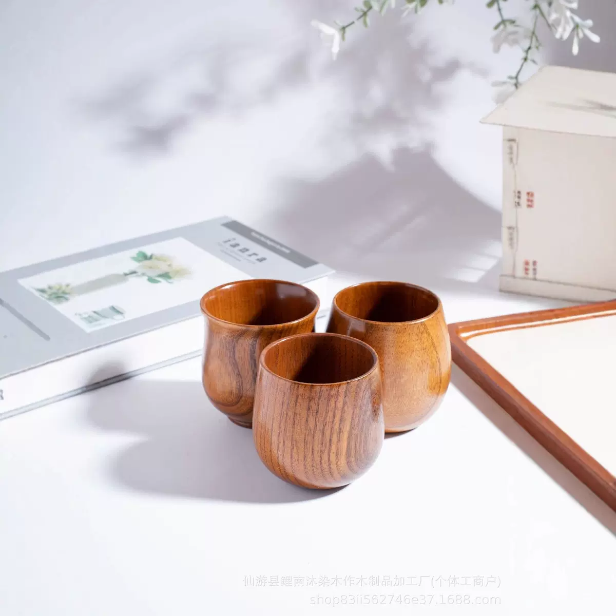 茶馆整木茶杯主人杯家用防烫隔热水杯子创意实木杯创意实木大肚杯