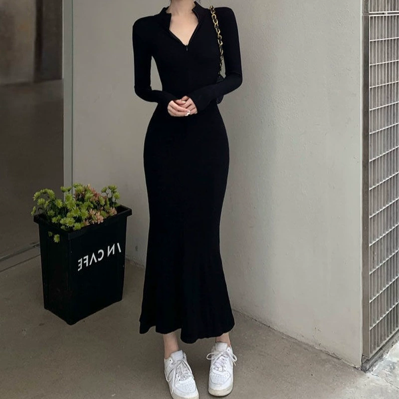 Юбка мачехи французская маленькая черная юбка длинная талия платье тонкая юбка бедра рыбий хвост узкая юбка тонкие волосы