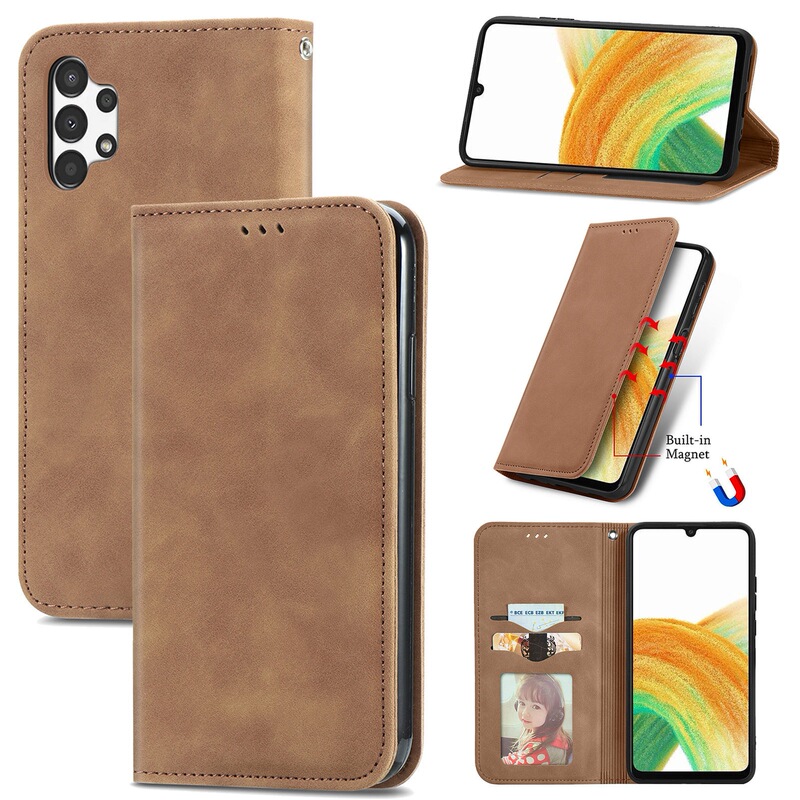 For Samsung Galaxy A13 4G Mobile Phone Leather Case Flip Cover A53A33 Business Solid Color Magnetic PU Phone Case For Samsung Galaxy A13 4G Mobile Phone Leather Case Flip Cover A53A33 Business Solid Color Magnetic PU Phone Case