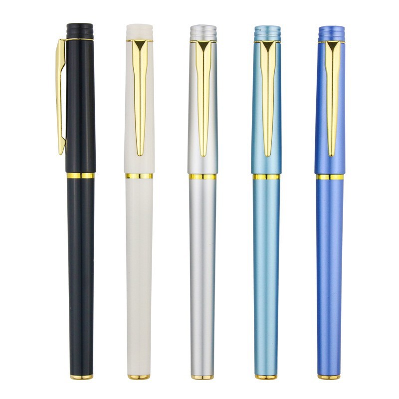 Bolígrafo personalizado logotipo de textura metálica de negocios bolígrafo de firma 0.5 bolígrafo de carbono negro bolígrafo neutro al por mayor