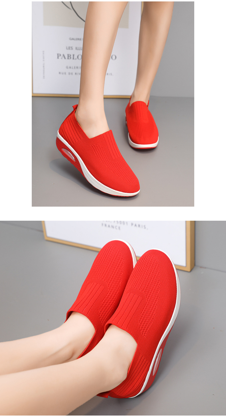 Women's New Spring Autumn Models, Fly-knit Mesh Slip-on Socks, Thick-soled Casual Shoes, Breathable And Lightweight_vogvips.com