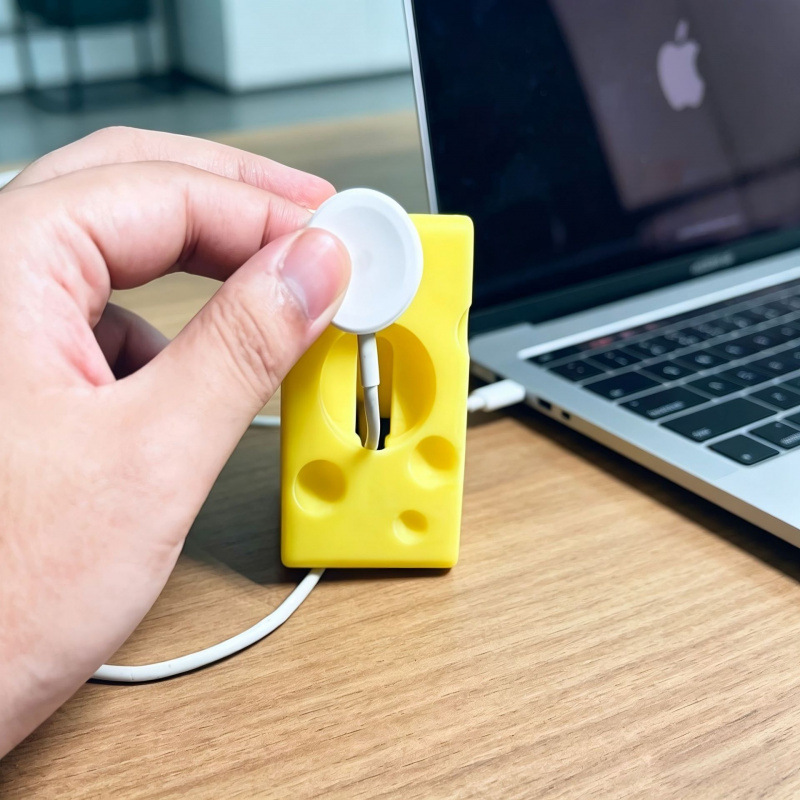 Cross-Border Cute Cheese-Shaped Watch Charging Stand Base for Apple Watch Series, Minimalist Desktop Bedside Decoration