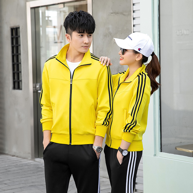 Trajes deportivos de ocio transfronterizos de tamaño grande, chaqueta de hombre y mujer, pantalones rectos, primavera y otoño, tres barras, trajes infantiles, camisetas de comercio exterior
