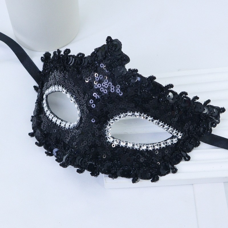 Nuevo cross-border Halloween sequinado baile media cara máscara de fiesta misteriosa sexy vestido de moda damas máscara de ojos