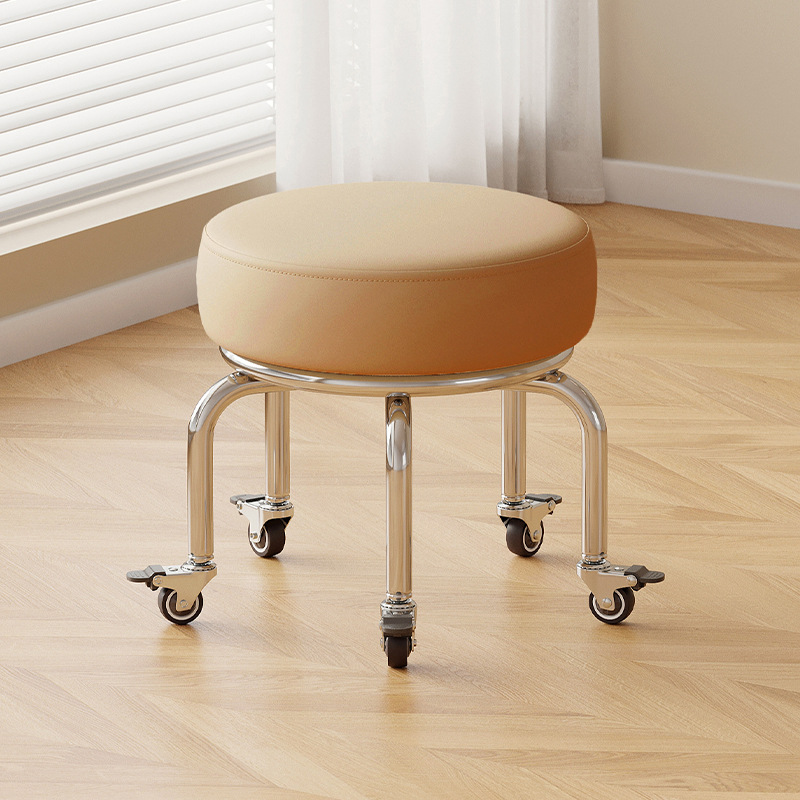 Polia doméstica taburete bajo rueda universal pequeño taburete silencioso rotativo taburete redondo móvil con artefacto moderno y simple