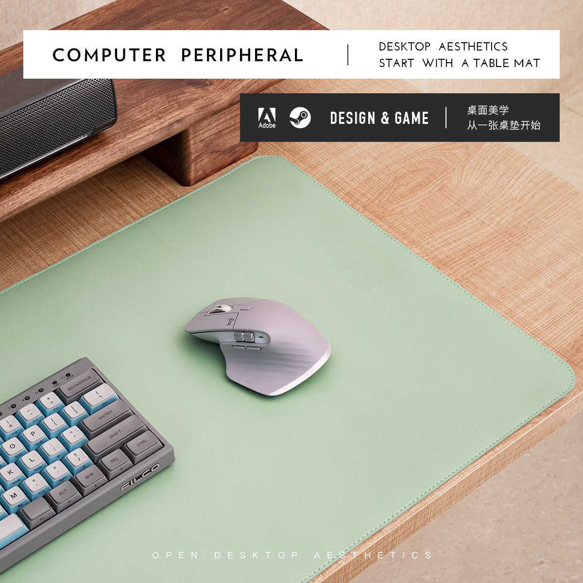 Alfombrilla de ratón de corcho y cuero (producto caliente), extra grande, para teclado y escritura, tapete de escritorio con bordes cerrados, con logo