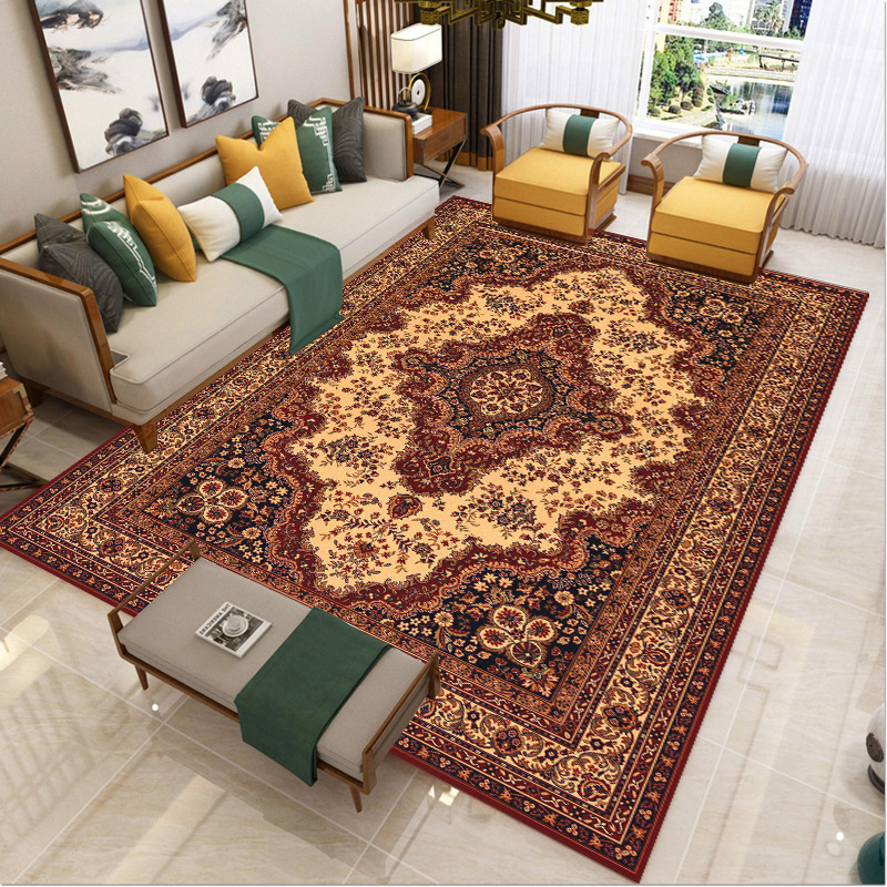 Retro Ethnic Style Persian Carpet Moroccan Style Turkish Rug Bedroom Living Room Coffee Table Sofa Bedside Full Coverage