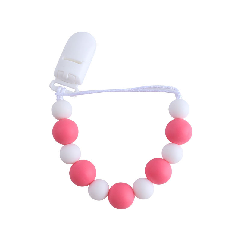 Nuevo bebé suministros plástico pico clip de silicona perlas mordedor bebé molar juguetes chupete cadena anti-perdida cadena