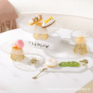 Nordic creative design glass dessert tray transparent living room coffee table cake decoration high-end hotel reception fruit