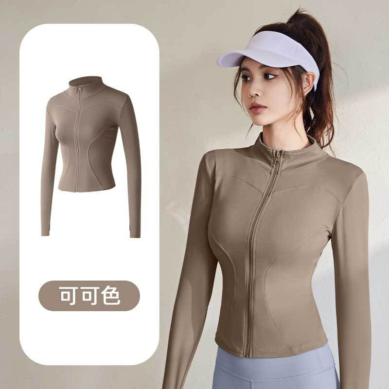 Juyitang Spring and Autumn Sports Chaqueta de manga larga para mujer Traje de yoga para correr Chaqueta superior
