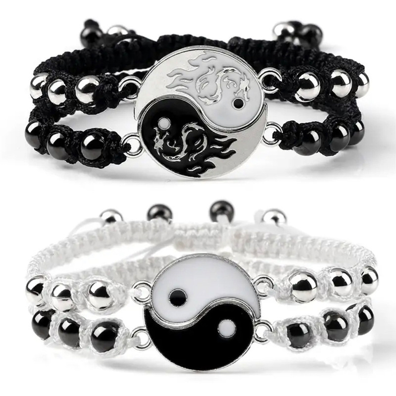 Cross-border Hot Sale New Magnet Tai Chi Dragon Totem Bracelet Yin Yang Tai Chi Fashion Men's and Women's Couple Explosive Bracelet