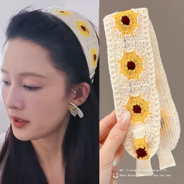Li Qin's style magic tape hair band, knitted headband, face-washing headband for women, adult bangs and stray hair organizer