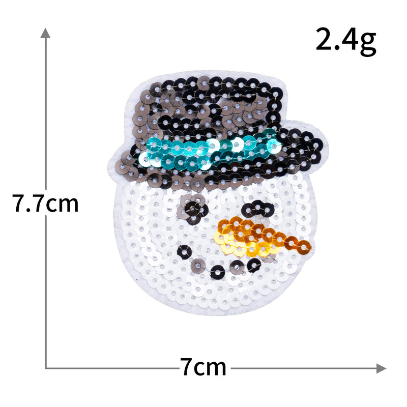 クロスボーダーコンピュータ刺繍ステッカークリスマススパンコール刺繍サンタクロースクリスマスツリースノーフレーク雪だるまヘラジカ刺繍布ステッカー|undefined