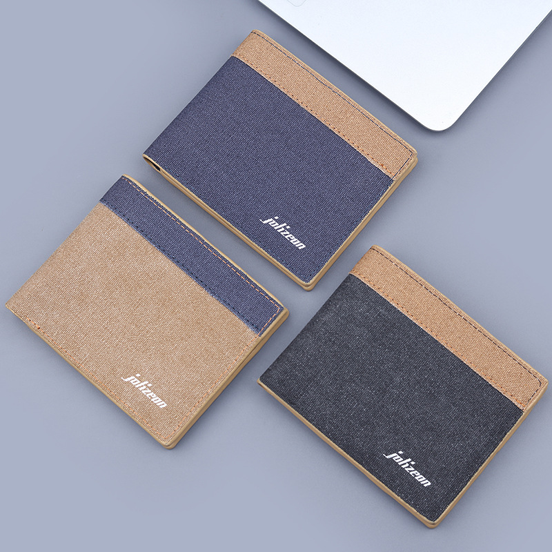 Nueva cartera de lona para hombres, cartera de denim corta para hombres, cartera corta para hombres, bolso de tarjetas dobles