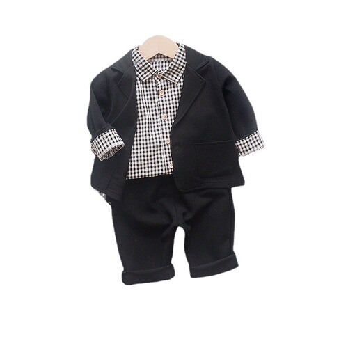 Children's spring suit, boy's suit, autumn long-sleeved baby suit, three-piece suit for baby boy, handsome and trendy clothes