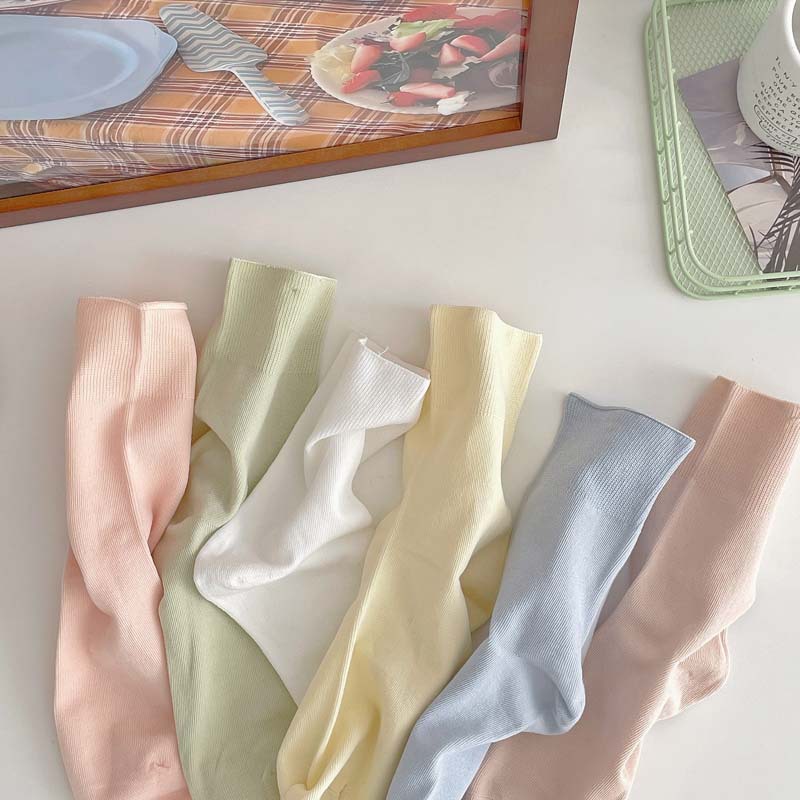 50g Weight Socks Classification Socks Lingerie Type Cotton Fabric Type A Pair Quantity Daily, Shopping Occasion Solid Color Pattern All Seasons Season Women's Gender Korean Style Style Women's Korean Style Solid Color Cotton Crew Socks A Pair 1