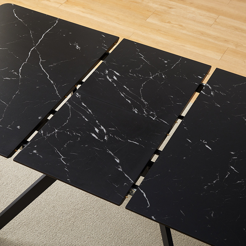 Mesa de comedor de madera sólida, mesa de negociación plegable retráctil, mesa de comedor de MDF pulverizada moderna y minimalista