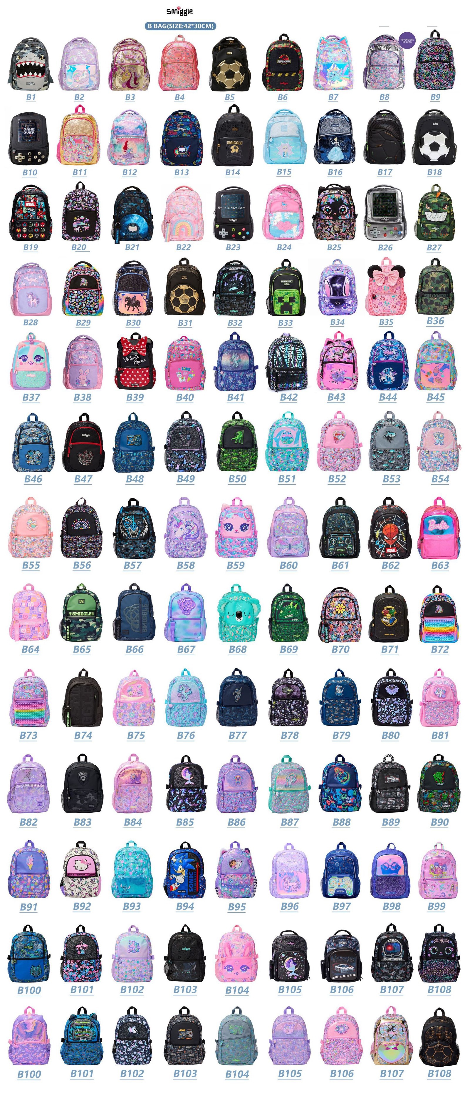 Smiggle grande kt Stitch mochila de gran capacidad de descompresión de doble hombro de dibujos animados