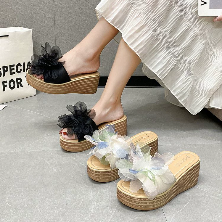 Женские летние пляжные босоножки на танкетке с цветочным принтом, модель 2025 года, удобные для отдыха на природе