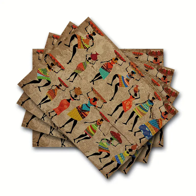 Manteles individuales navideños de lino estampado, decoración de mesa resistente al calor