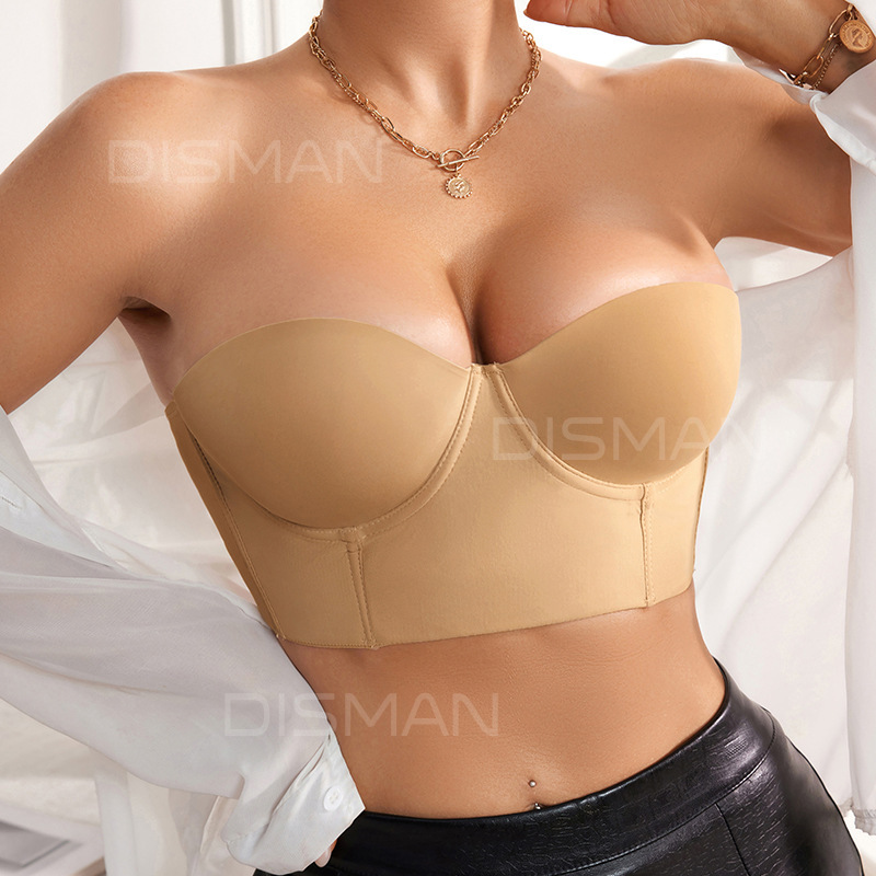 Cross-Border Sexy Expansion Underwear Push-Up Non-Slip Invisible Push-Up Tube Top Strapless Big Breasts Showing Small Bra for Women