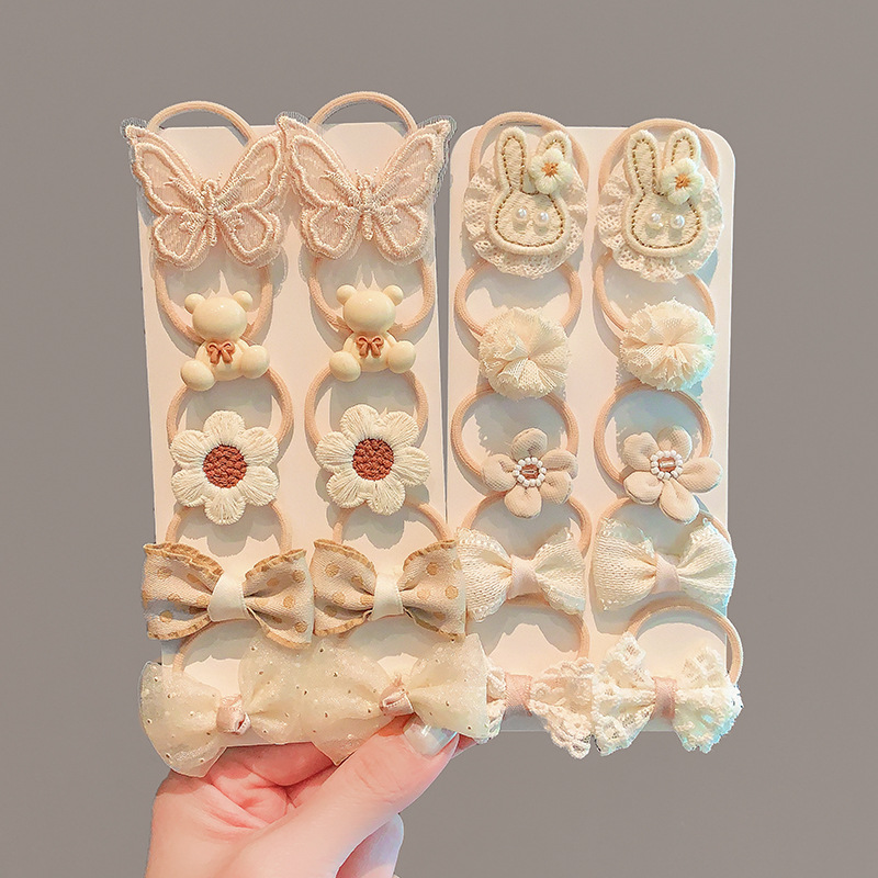 Anillo para el cabello de estilo pastoral para niños Flor para el cabello para niñas Cuerda para el cabello con lazo Trenza para el par Accesorios para el cabello para niñas Goma de verano