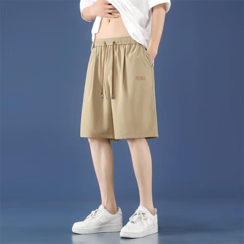Summer Men's Ice Silk Shorts Men's Quick-Drying Sporty Loose Trendy Brand Five-Pocket Pants Fashionable Casual Pants