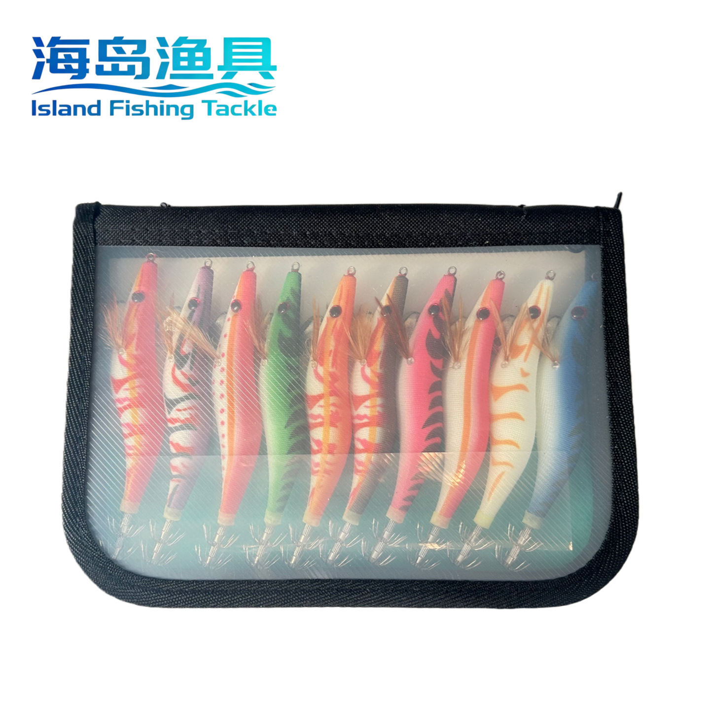 No. 3.5 Built-In Sound Bead Squid Hook Wooden Shrimp Set Lure Bait Balanced Shrimp Fake Bait Pack for Sea Fishing Portable Sea Rod