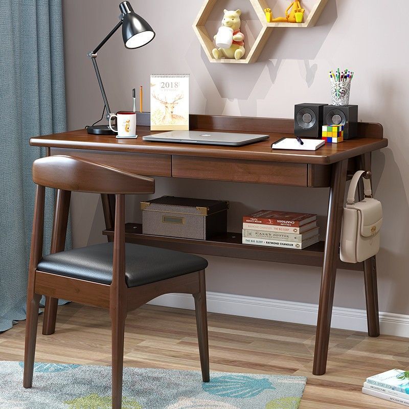 Small Home Desk for Small Spaces, Simple Study Desktop Computer Desk, Nordic Style All-Solid Wood Desk for Bedroom and Middle School Students