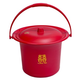Пластиковое свадебное ведро Happy Bucket Свадебные принадлежности Happy Word Red Bucket утолщенное с крышкой Портативное ведро Happy Bucket для невесты, сопровождающих детей и детей