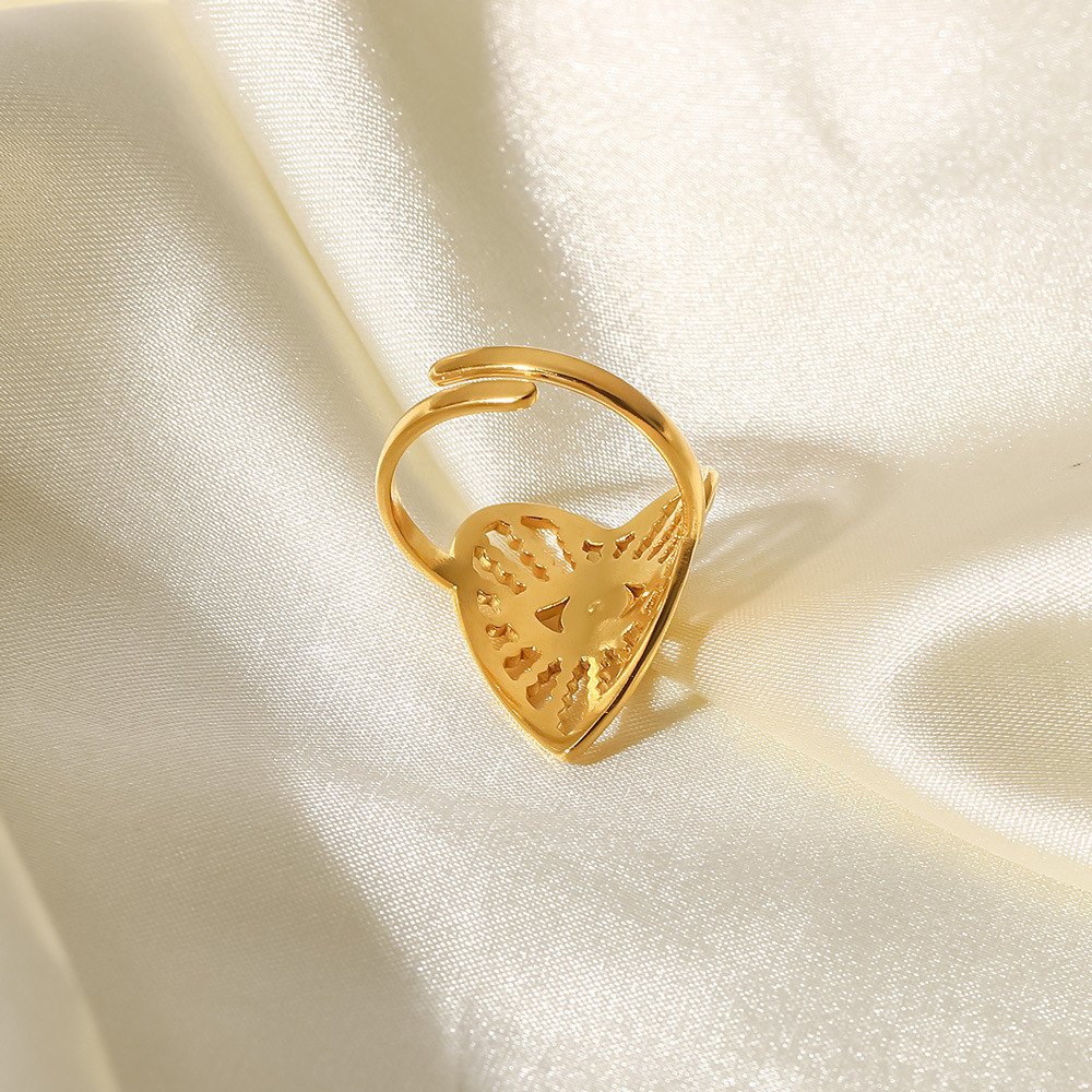 Fashion Heart Shape Eye Stainless Steel Open Ring Gold Plated Zircon Stainless Steel Rings